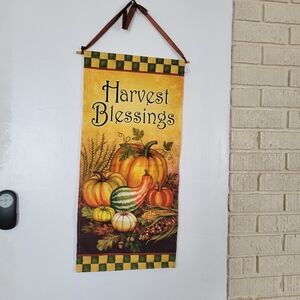 NWT Harvest blessings wall tapestry/wall hanging with wood dowel for structure